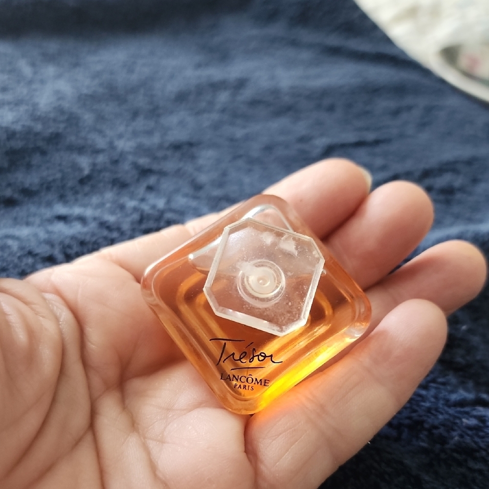 LANCOME TRESOR PARFUME Glass Fragrance Bottle - Elegant Amber Perfume Accent - Picture 4 of 5